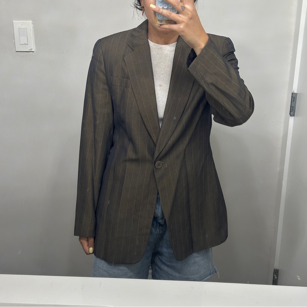 Lafayette 148 New York Brown Pinstripe Blazer
